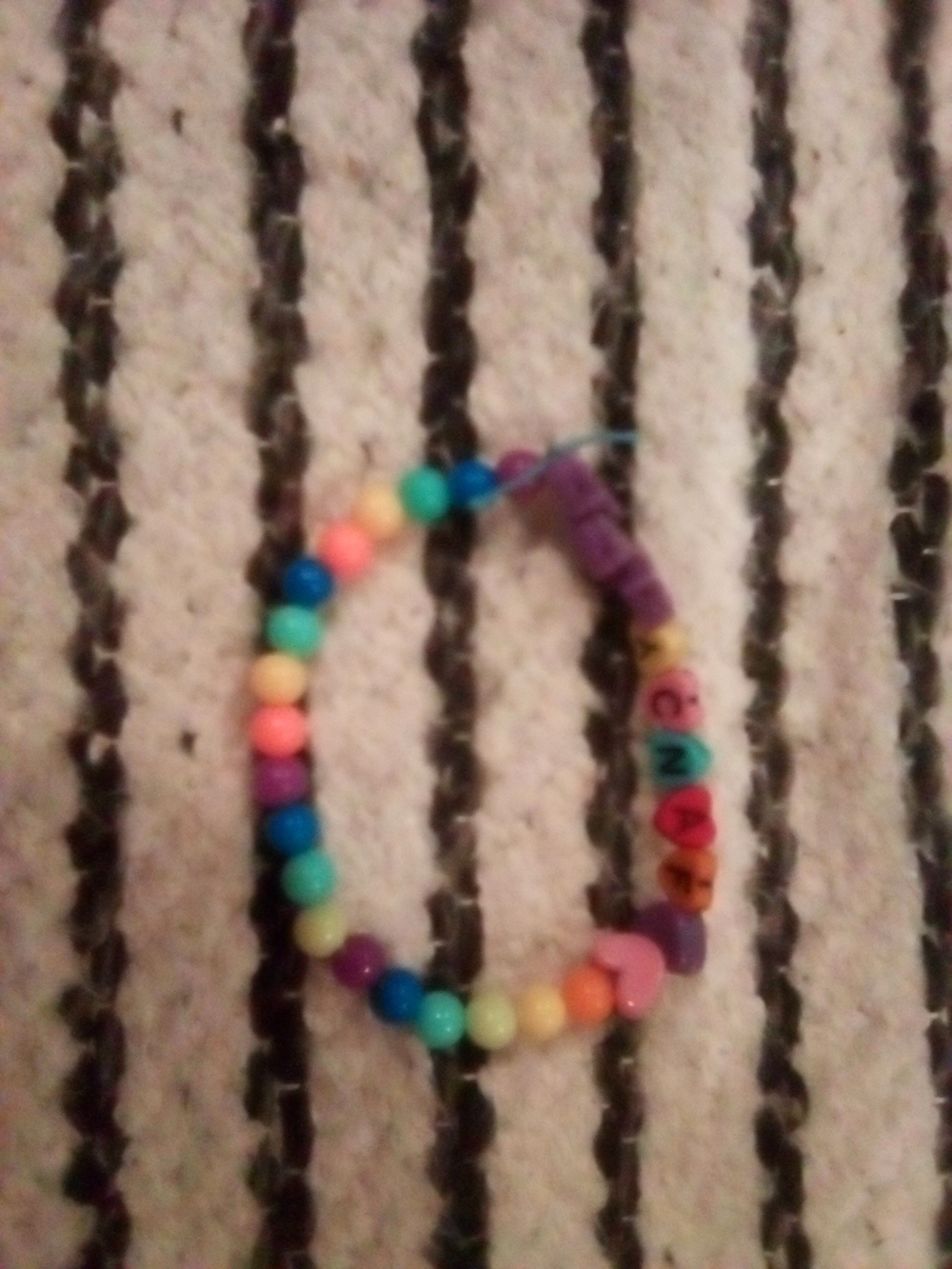 Colorful Multicolor Beaded Name Bracelet with Pink Heart Accent